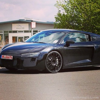 All new #Audi #R8 #spyshot! But we don't understand why #Jaguar is in this photo.